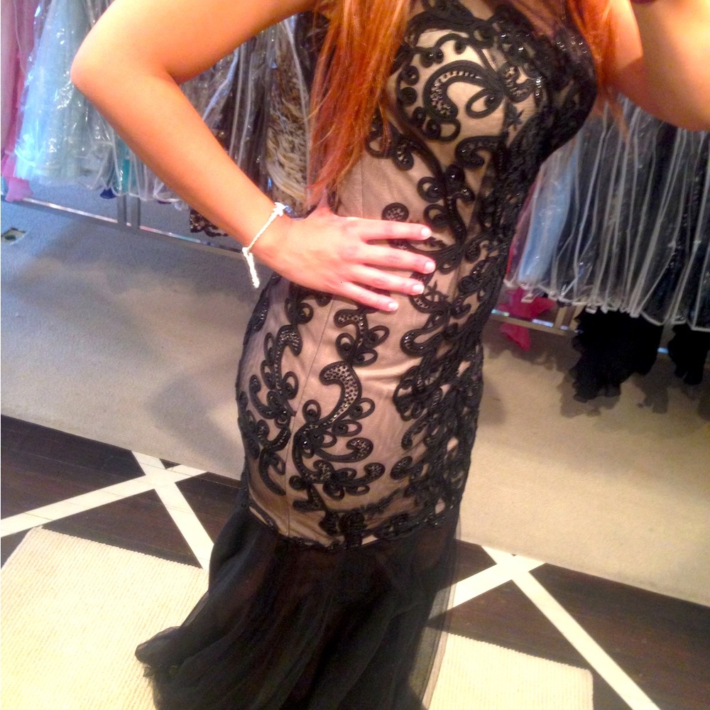 Wedding guest dress black and beige